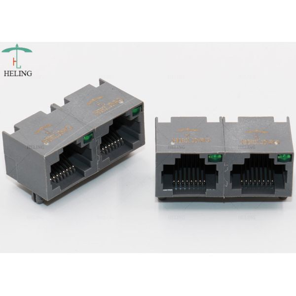 Buy Grey Color RJ45 Female Connector Through Hole Mounting Type For Ethernet Hubs Switches at wholesale prices