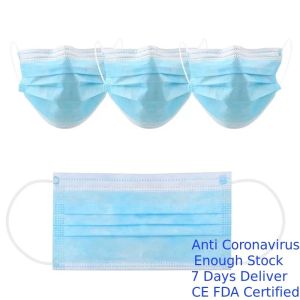 3 Ply Disposable Face Mask Non Woven Material For Cough Germs Illness