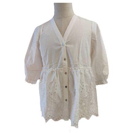 Buy Casual Ladies 100% Algodon V Neck Embroidery Shirt at wholesale prices