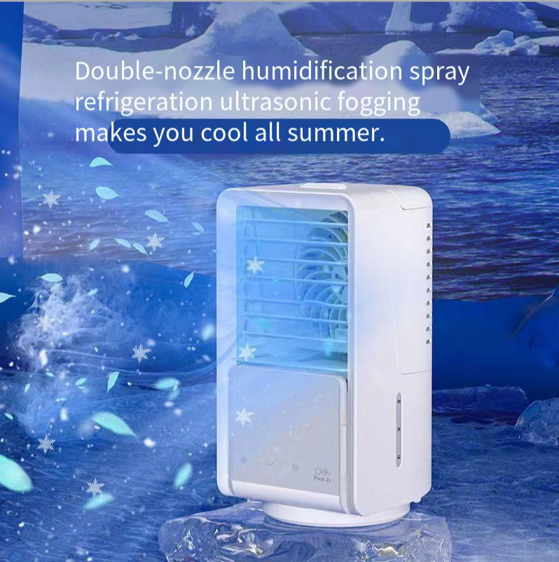USB Water Cooling Fan Small Table Air Cooler with 3 Wind Modes Low/Med/High 14*14*26CM