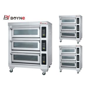 Commercial Industrial Three Layer Six Trays Deck Oven With Long Glass Electric 380v