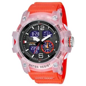 Multi Functional Plastic Quartz Watch 3ATM Quartz Movement Lcd Mens