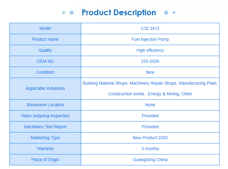 C32 3412 Diesel Fuel Pump 235-2026 2352026 10R-1001 For Injection Pump