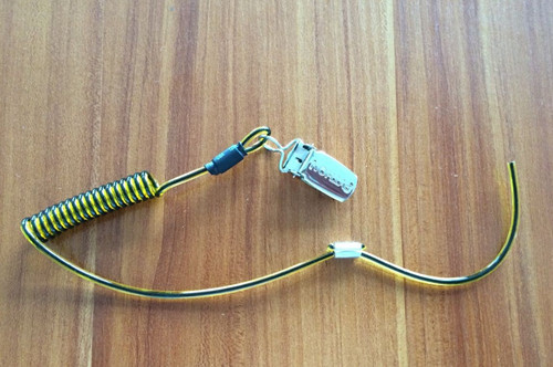 Fashion transparent green stainless steel spring coiled lanyard tether w/snap