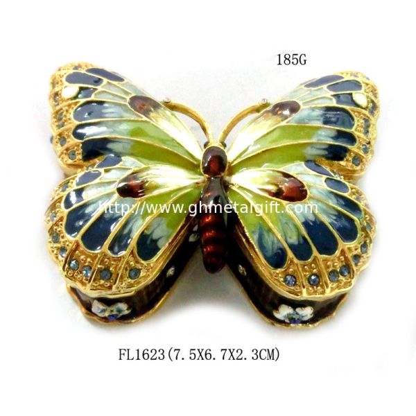 Colorful Butterfly Metal Alloy Jewelry Box Butterfly Trinket Box