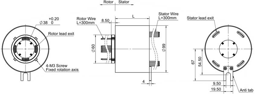 Multi Circuit Through Bore Slip Ring For Military Devices / Radar Antennas / Robotics