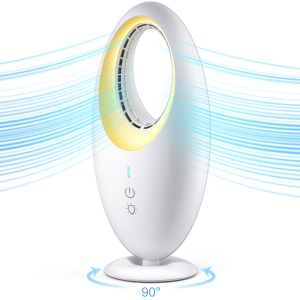 Quality English Operating Language Mini USB Charging Desktop Night Light Fan with 4000mAh Battery for sale