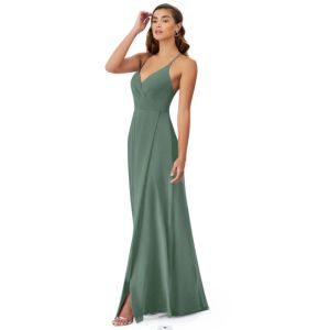Sexy V-Neck Plus Size Chiffon Evening Dress Long Spaghetti Straps V-neck