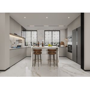 Melamine Lacquer Kitchen Cabinets With Handle Design Customized Kitchen