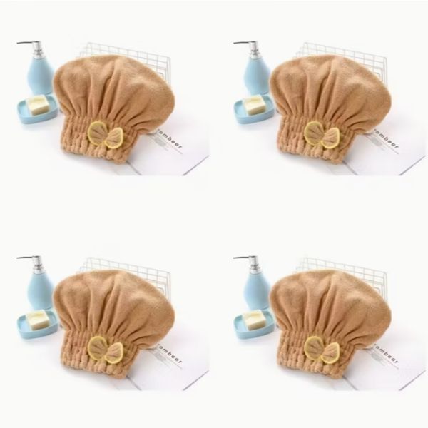 Customizable Size Coral Fleece Hair Drying Cap with Secure Elastic Edge - Super
