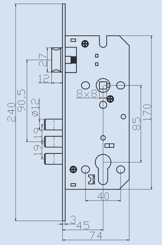 SS GP High Security Mortise Door Lock 4585 3R Wooden Steel Doors Stainless Steel Mortice Lock