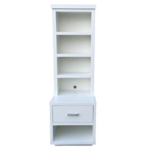 Quality PU Finish Tall Bedside Tables With Drawers / White Narrow Tall Nightstand for sale