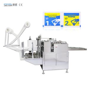 PLC Alcohol Swab Making Machine 60x30MM Medical Cotton Pad Machine