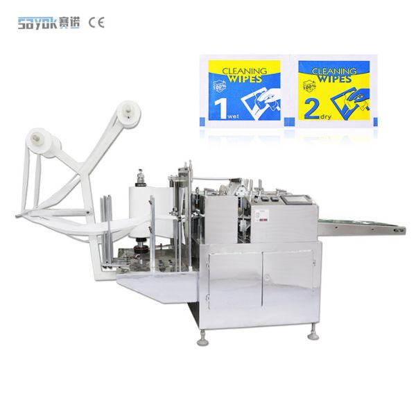 Buy PLC Alcohol Swab Making Machine 60x30MM Medical Cotton Pad Machine at wholesale prices