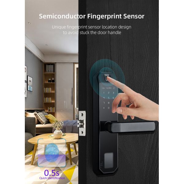 Anti Peep Fingerprint Smart Door Locks Intelligent Recognition Biometric Door Lock