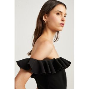 Fashion Black Off Shoulder Dress Sexy Ladies Ruffle
