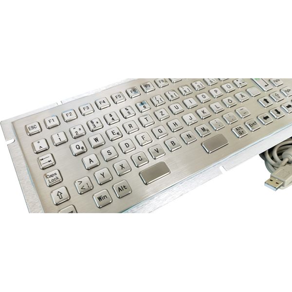 IP65 Waterproof Stainless Steel Metal Keyboard With 38mm Trackball For Industrial