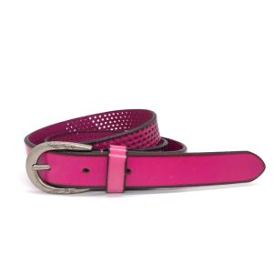 Pink Vintage Buckle Women'S Fashion Leather Belts With Hollow Out Design