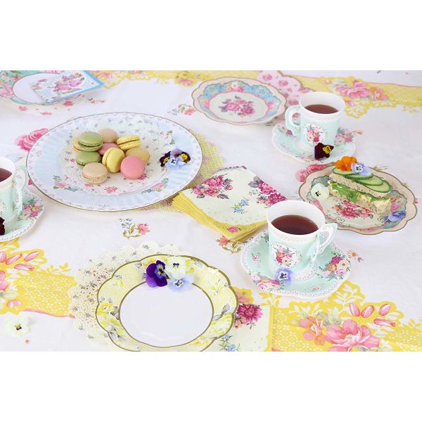 Truly Scrumptious Vintage Floral Tea Cups And Saucer Set Mint Green Color