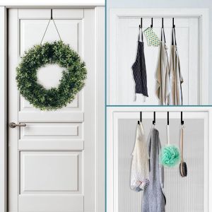 Upgraded Widen Hanger Hook Fits 1-3/4-'' & 1-3/8-''Door Widths, Z-Shaped Wreath