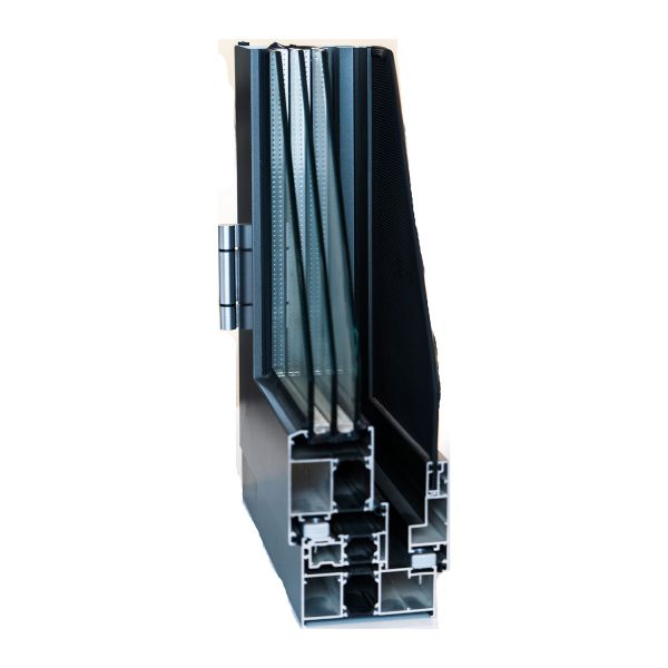 Buy Black Electrophoretic 6063 Aluminum Window Profiles With Mesh Section at wholesale prices