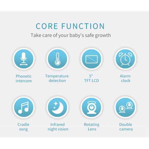 Two Way 720P Baby Monitor Pan Titl Room Temperature Night Vision Video Camera