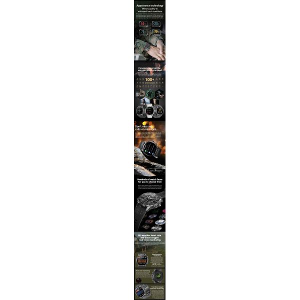 CF53 Outdoor Men Smart Watch With Flashlight 1.75Inch Amoled Heart Rate 600mAh Battery