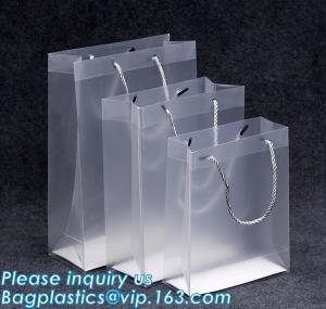 Quality MULTI PURPUSE USE Frosted Clear Bags With Soft Strap Handles, Shopping Bags, Gift Bags, Take Out Bags With Cardboard for sale
