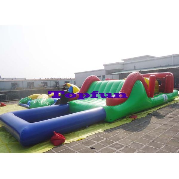 Customized Inflatable Water Parks Obstacle / Inflatable Water Slide With Pool