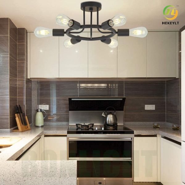 6 Heads Retro Industrial LED Ceiling Light For Living / Dining Room