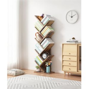 SGS Floor Wooden Tree Shelf Bookcase Corner Black Tree Bookshelf