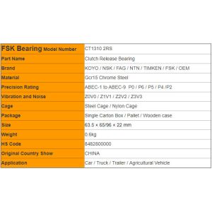 Automotive Clutch Release Bearing CT1310 2RS BRBB417431 82010859 Auto Spare