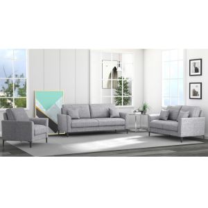Quality 3 Piece Sofa set with Pillows, Light Gray Linen for sale