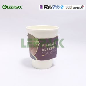 8oz To 20oz Single Wall Paper Cups , White Coffee Paper Cup With Lid And Sleeve