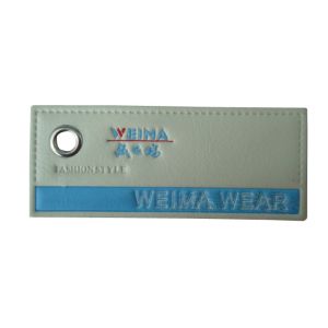 Square Custom Leather Labels Stong Clothing Articles Handmade With Eyelet