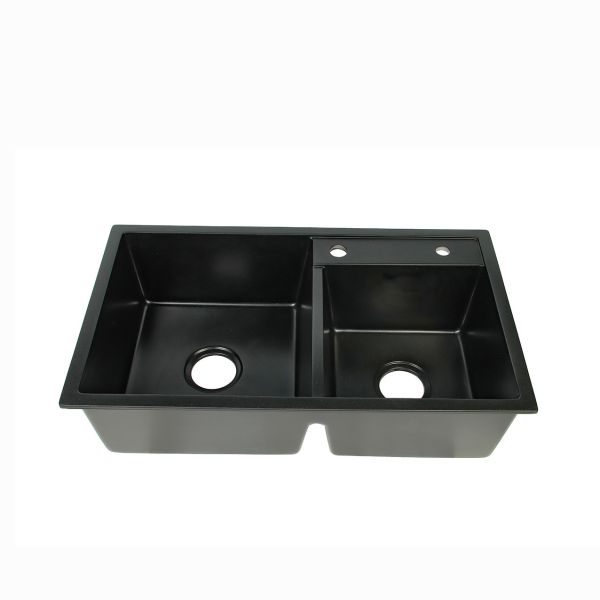 Buy 2 Bowl Matte Black Kitchen Sinks For Quartz Countertops 760*450mm Sound Deadening at wholesale prices