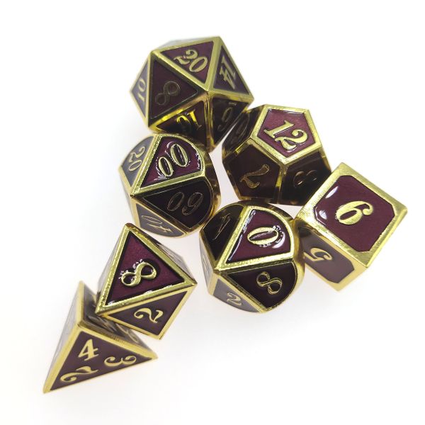 Heavy Weight Metal RPG Dice Neat Sharp Edges Micro Dice Set Pink Polyhedral Gilt