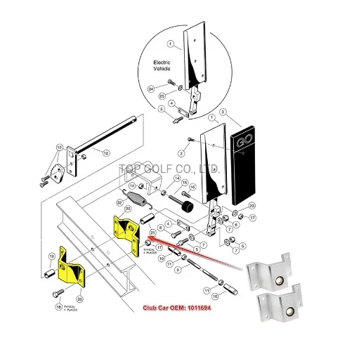 Club Car Accelerator Bracket with Bearing, New