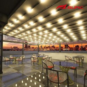 Residential PVC Fabric Aluminium Louvered Pergola For Restaurant Balcony