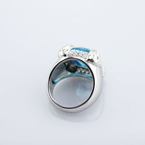 925 Sterling Silver Blue Topaz Cubic Zirconia Ring(F59)