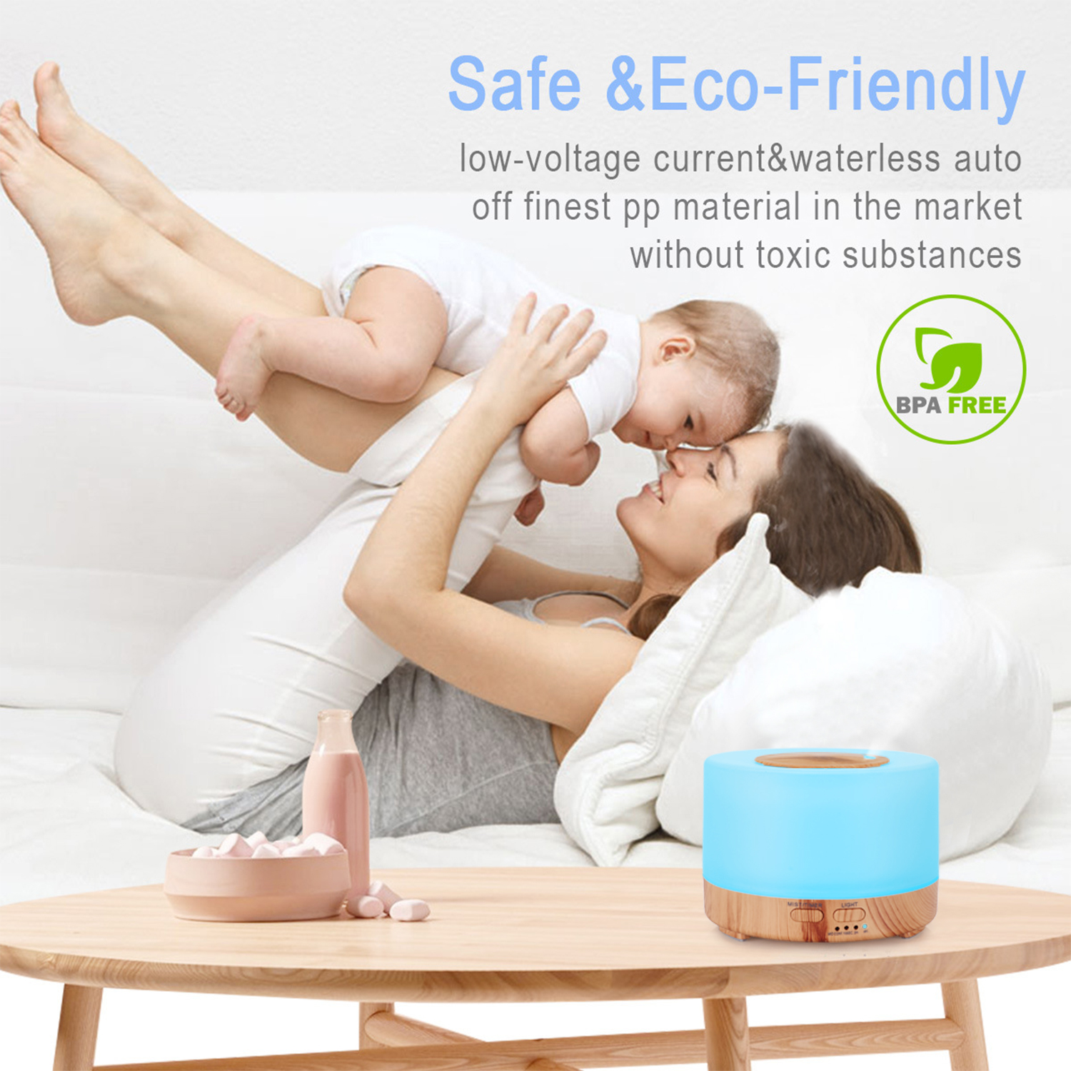 500ml Remote Control Household Aromatherapy Machine Ultrasonic Scent Essential Oil Diffuser Air Humidifier With LED Night Light