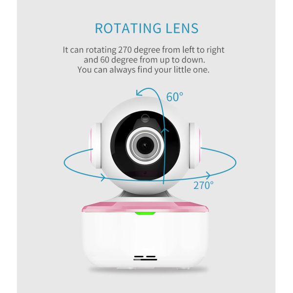 Two Way 720P Baby Monitor Pan Titl Room Temperature Night Vision Video Camera