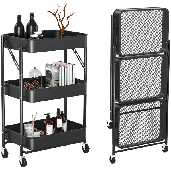 Buy Folding Mobile ODM Metal Storage Trolley For Kitchen at wholesale prices
