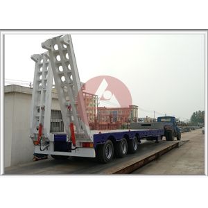 Drop Deck Heavy Duty Flatbed Trailer , 8 Ton Heavy Load Trailer Dual Hydraulic