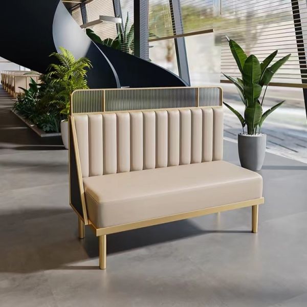 Buy Luxury Restaurant Booth Seating Combination Leather Metal Marble Table at wholesale prices