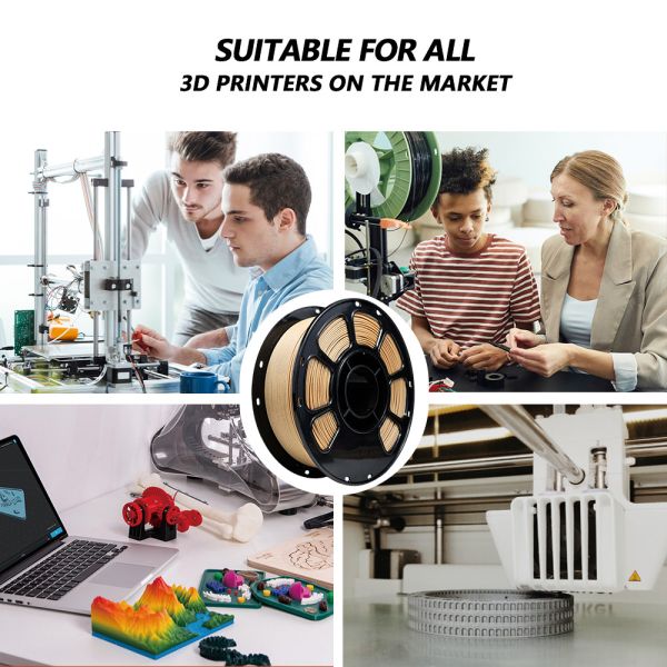 1kg PLA+ Filament For 3D Printer Bubble Free Yellow Pear Wood Industry