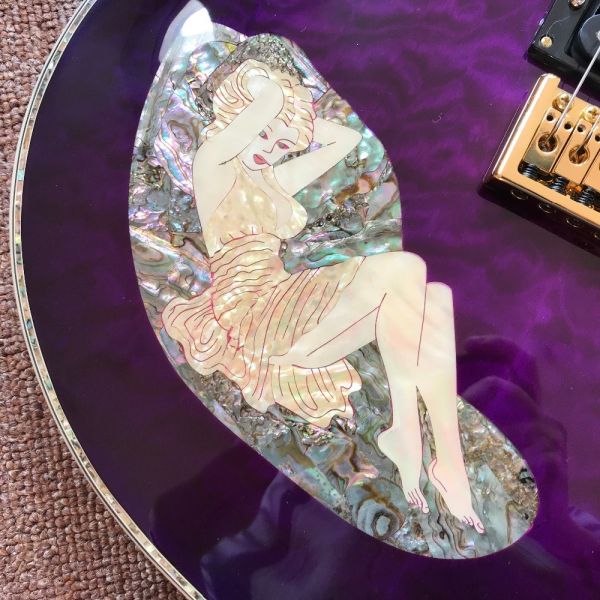 New Design CUSTOM purple electric guitar , with shell beautiful woman on body , 6 strings guitars , high quality guitar