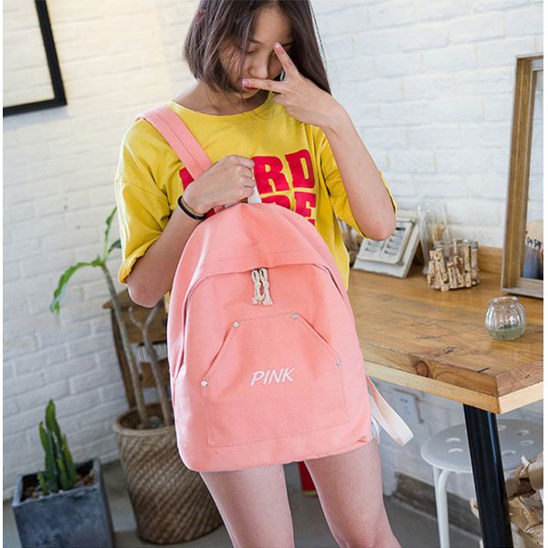 Hot sale canvas female Korean campus backpack simple mori backpack travel leisure bag