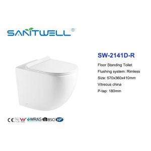 White Ceramic Professional Free Standing Toilet With Rimless Flushing System