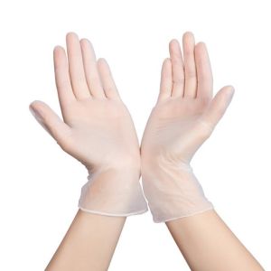 Transparent Disposable Vinyl Gloves Labor Protection Anti Acid PVC Elastic